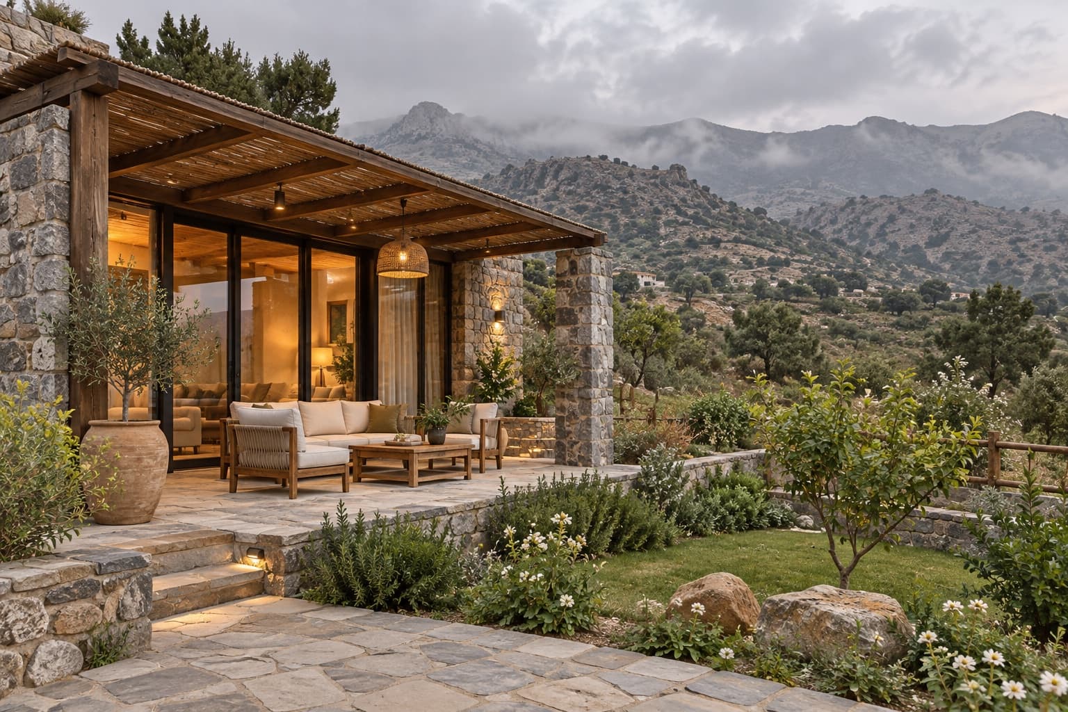 A holiday home overlooking green highlands near Abha